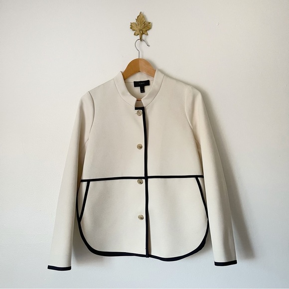 J. Crew off white Tipped Twill blazer jacket NWOT size 6 - Picture 1 of 11